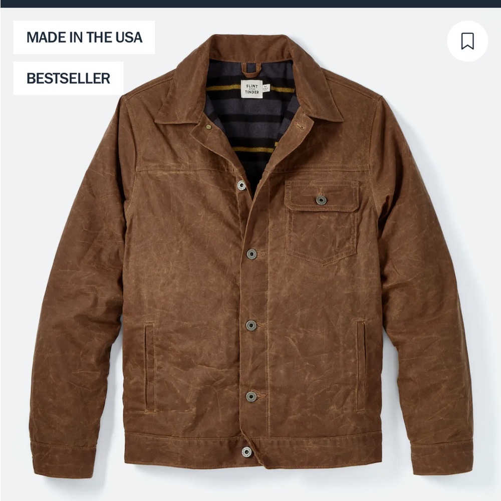 Flint and Tinder Flannel-Lined Waxed Trucker Jacket